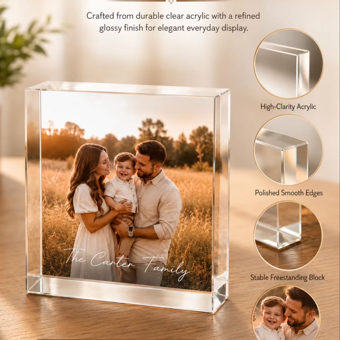 Photo Acrylic Block - Персонализированный семейный акриловый фотоблок, рамка с